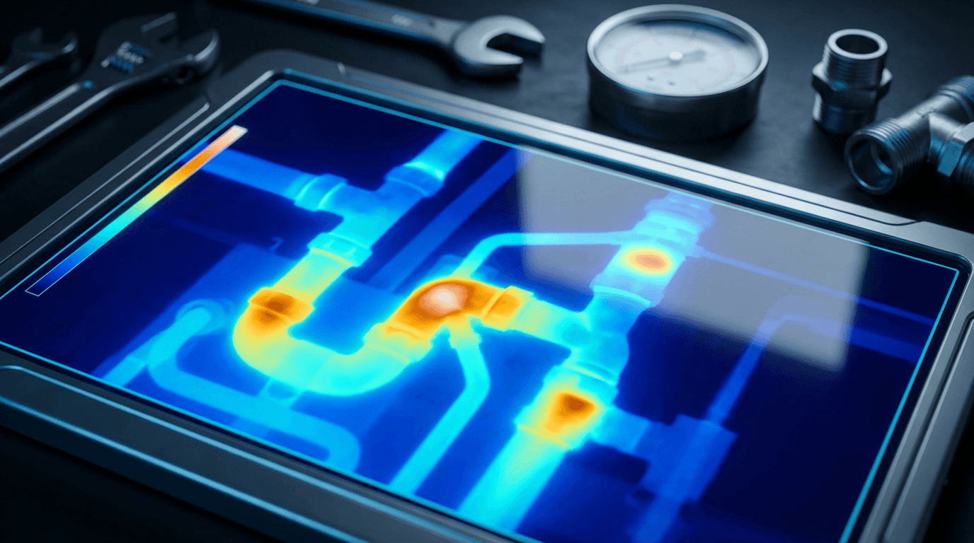 Thermal imaging data revealing temperature hotspots and structural issues
